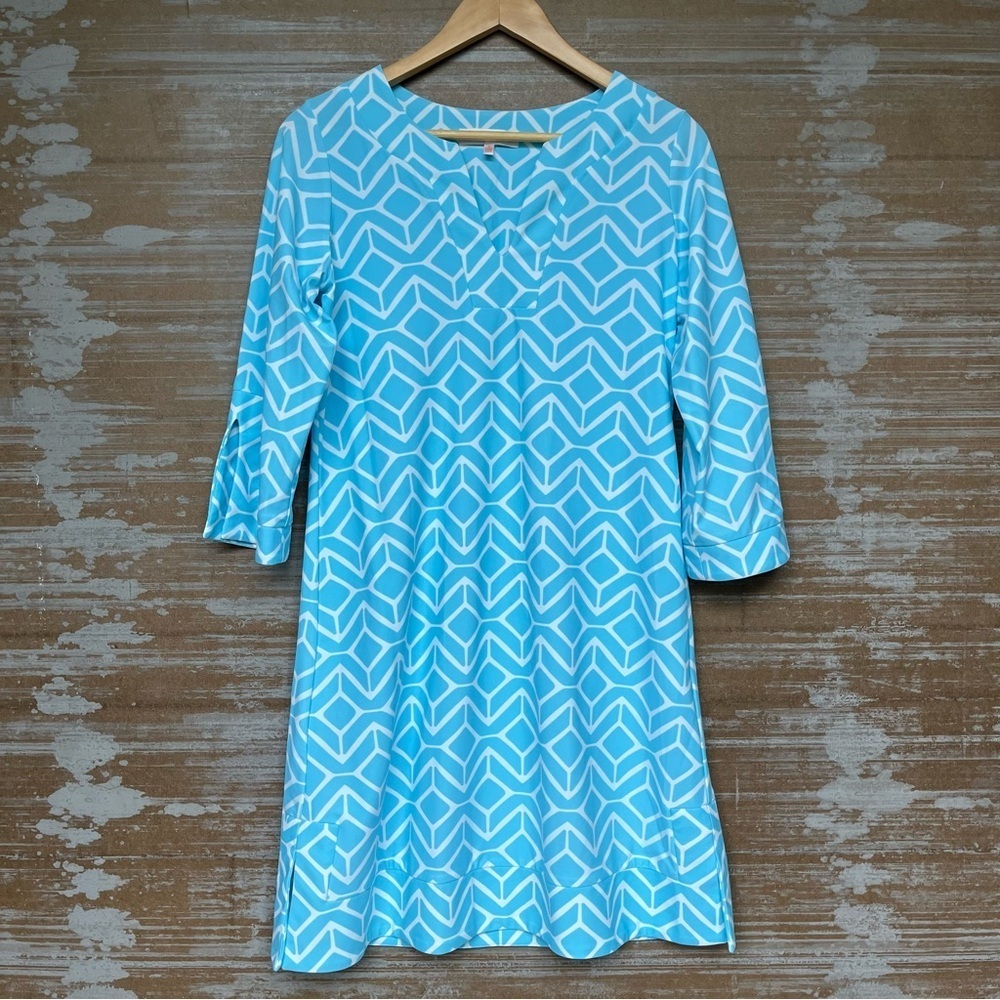 Jude Connally Megan V Neck Sheath Dress Preppy Classy Stretch Resort Womens M